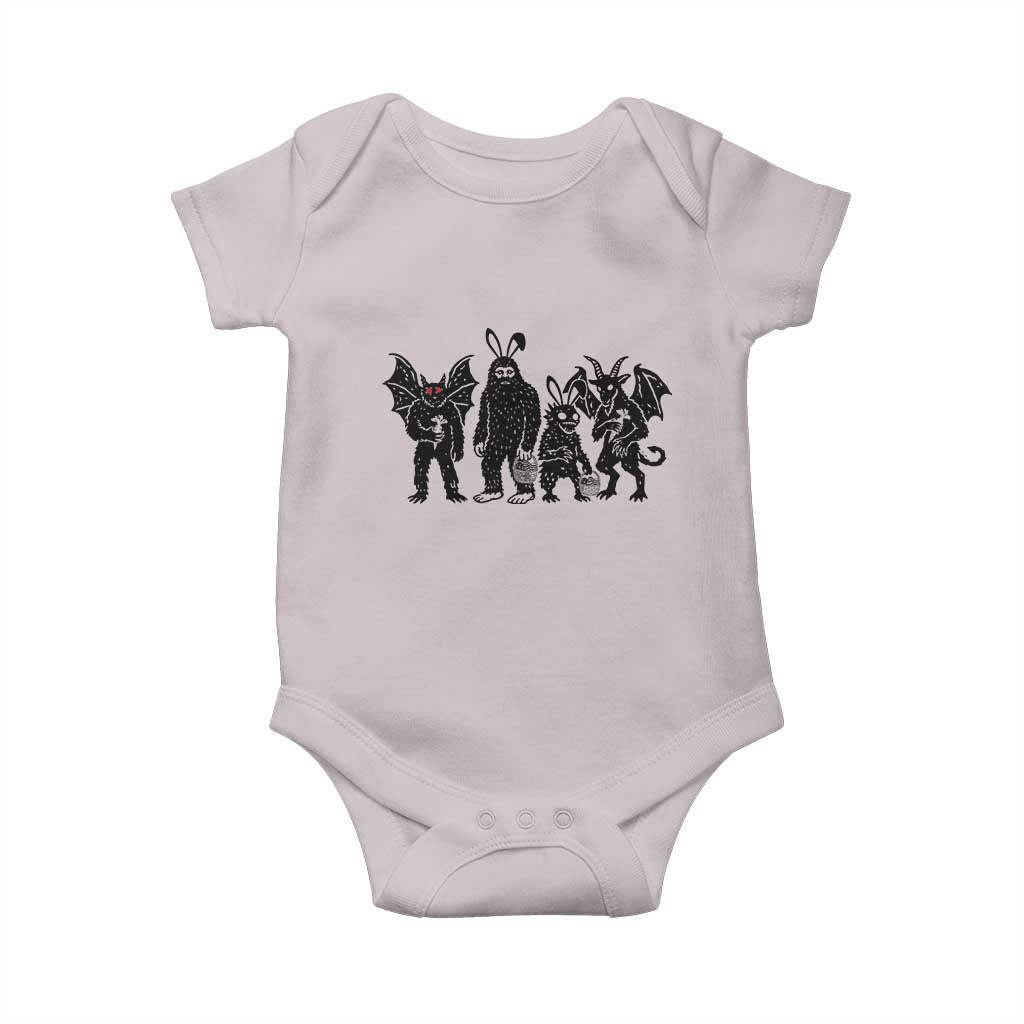 Funny Easter Cryptid Squad Baby Onesie Bigfoot Mothman Jersey Devil Chupacabra Gift TS12 Ice Gray Print Your Wear