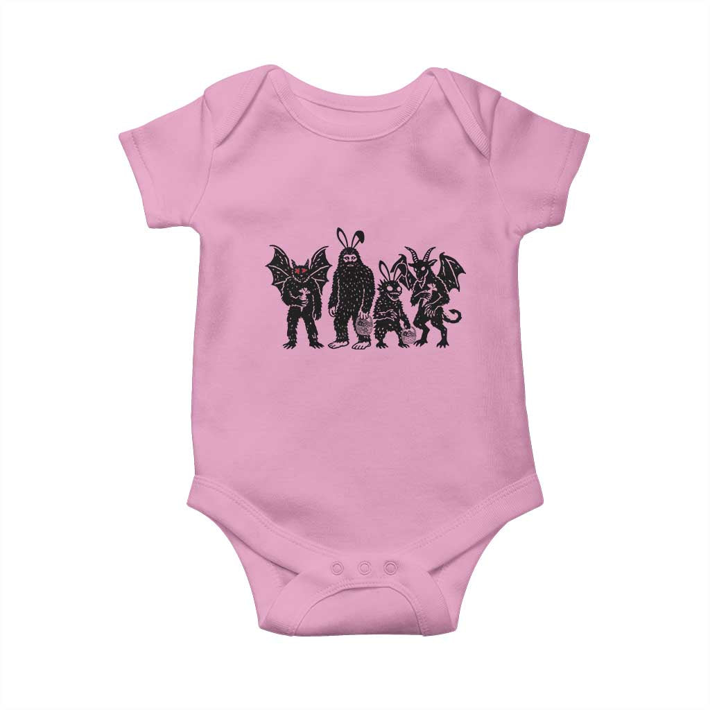Funny Easter Cryptid Squad Baby Onesie Bigfoot Mothman Jersey Devil Chupacabra Gift TS12 Light Pink Print Your Wear