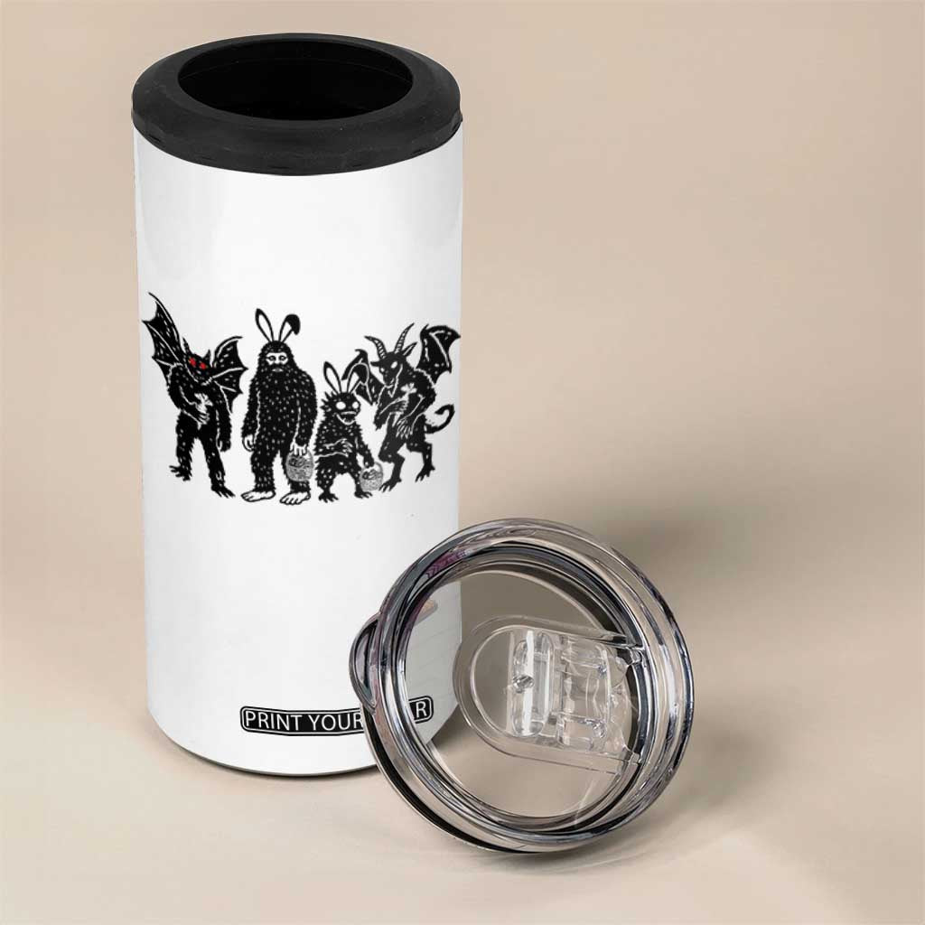 Funny Easter Cryptid Squad 4 in 1 Can Cooler Tumbler Bigfoot Mothman Jersey Devil Chupacabra Gift TS12 Print Your Wear