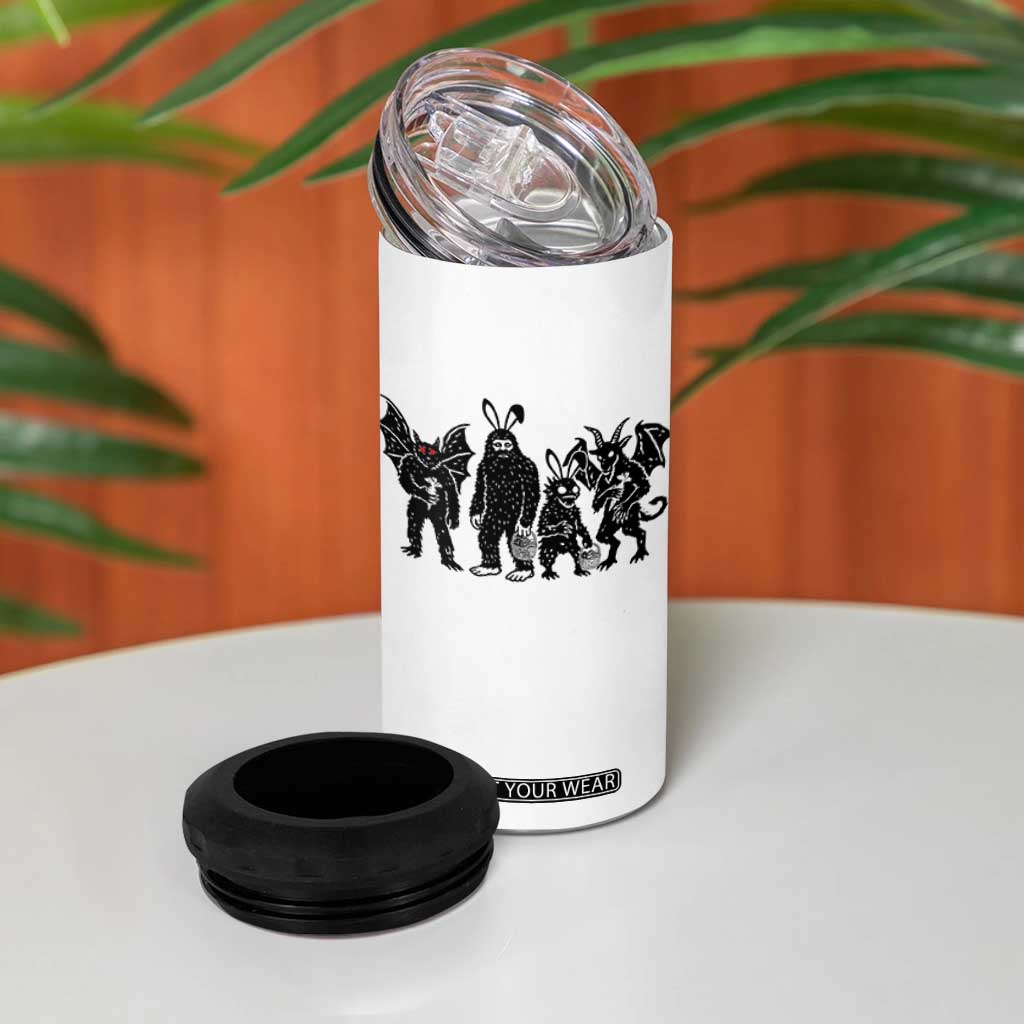 Funny Easter Cryptid Squad 4 in 1 Can Cooler Tumbler Bigfoot Mothman Jersey Devil Chupacabra Gift TS12 Print Your Wear