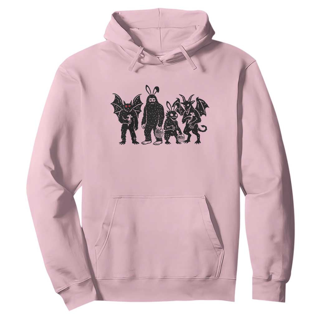 Funny Easter Cryptid Squad Hoodie Bigfoot Mothman Jersey Devil Chupacabra Gift TS12 Light Pink Print Your Wear