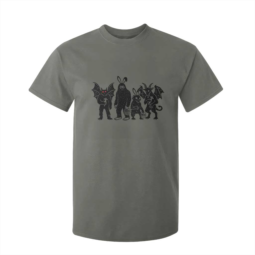 Funny Easter Cryptid Squad T Shirt For Kid Bigfoot Mothman Jersey Devil Chupacabra Gift TS12 Military Green Print Your Wear