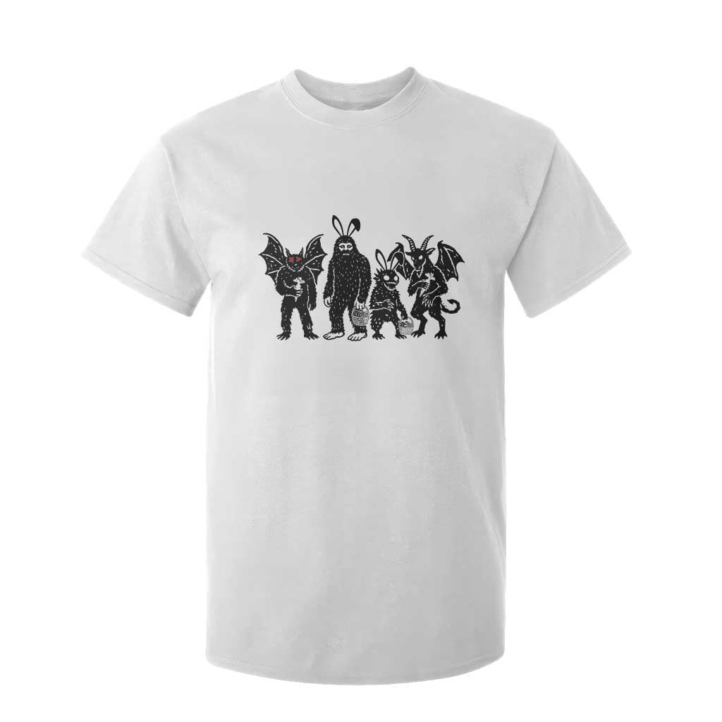 Funny Easter Cryptid Squad T Shirt For Kid Bigfoot Mothman Jersey Devil Chupacabra Gift TS12 White Print Your Wear