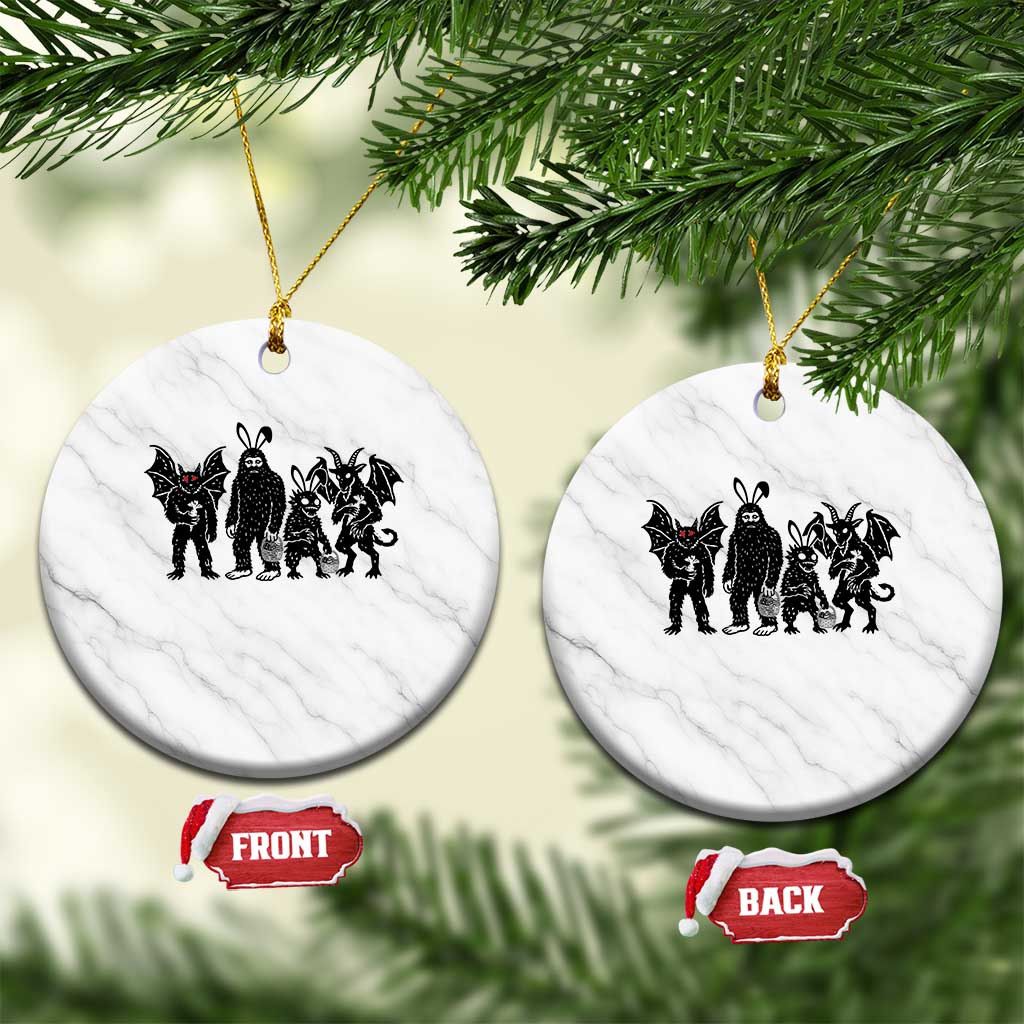 Funny Easter Cryptid Squad Ceramic Ornament Bigfoot Mothman Jersey Devil Chupacabra Gift TS12 1pc White Marble Print Your Wear