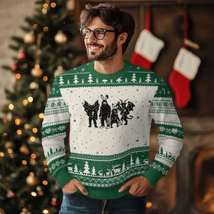 Funny Easter Cryptid Squad Ugly Christmas Sweater Bigfoot Mothman Jersey Devil Chupacabra Gift TS12 Beige Green Print Your Wear