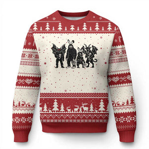 Funny Easter Cryptid Squad Ugly Christmas Sweater Bigfoot Mothman Jersey Devil Chupacabra Gift TS12 Beige Red Print Your Wear