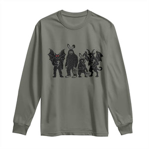 Funny Easter Cryptid Squad Long Sleeve Shirt Bigfoot Mothman Jersey Devil Chupacabra Gift TS12 Military Green Print Your Wear