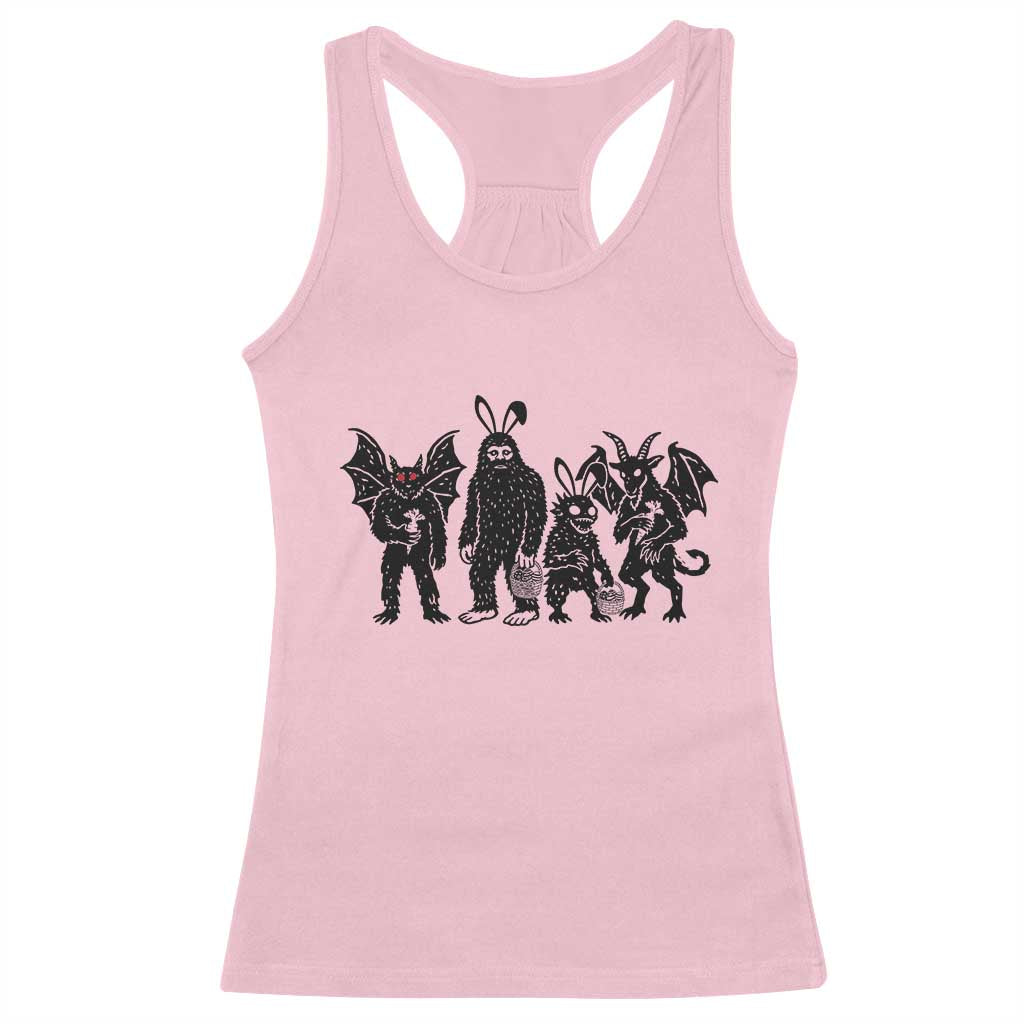 Funny Easter Cryptid Squad Racerback Tank Top Bigfoot Mothman Jersey Devil Chupacabra Gift TS12 Light Pink Print Your Wear