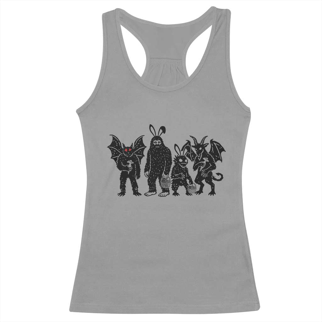 Funny Easter Cryptid Squad Racerback Tank Top Bigfoot Mothman Jersey Devil Chupacabra Gift TS12 Sport Gray Print Your Wear