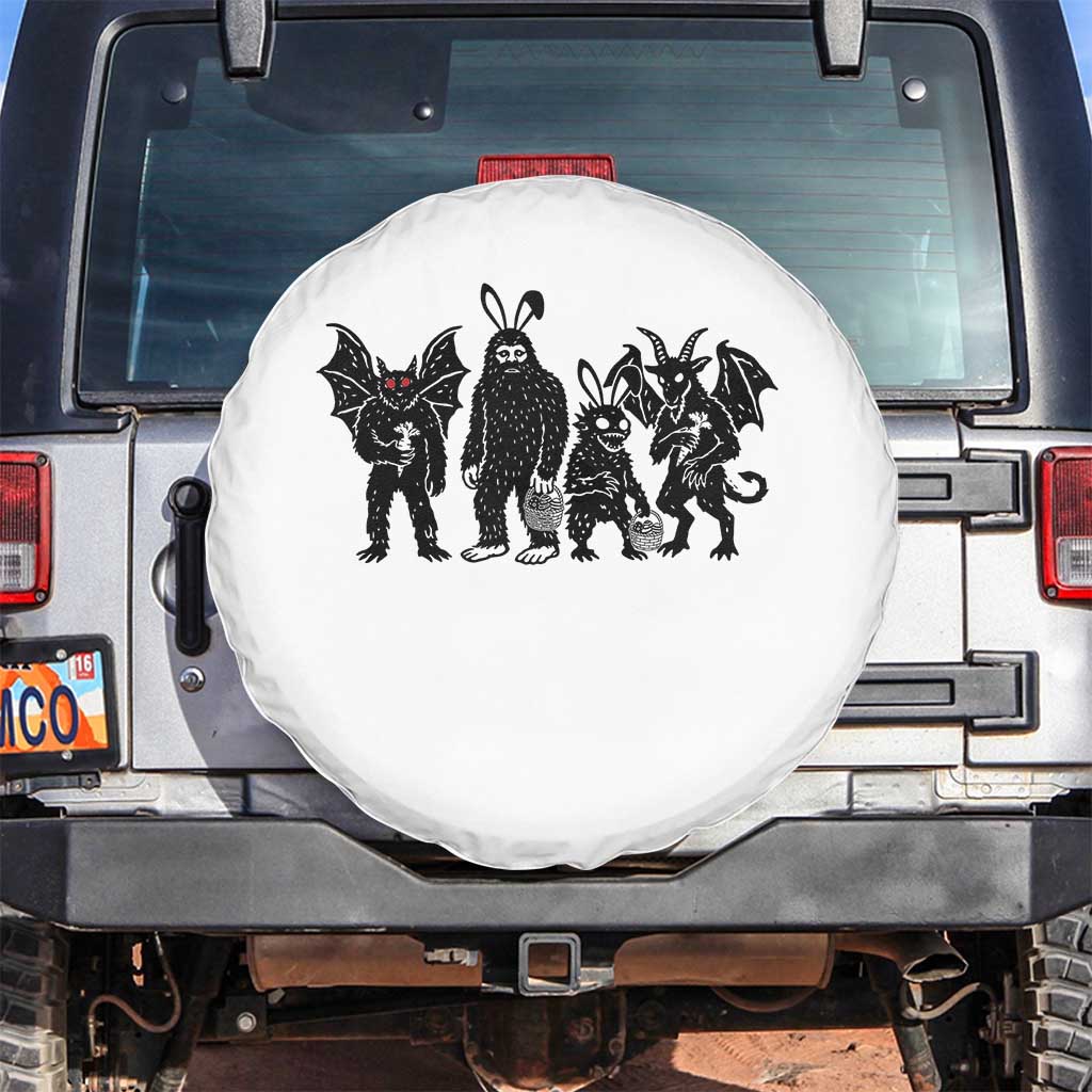 Funny Easter Cryptid Squad Spare Tire Cover Bigfoot Mothman Jersey Devil Chupacabra Gift TS12 No hole White Print Your Wear