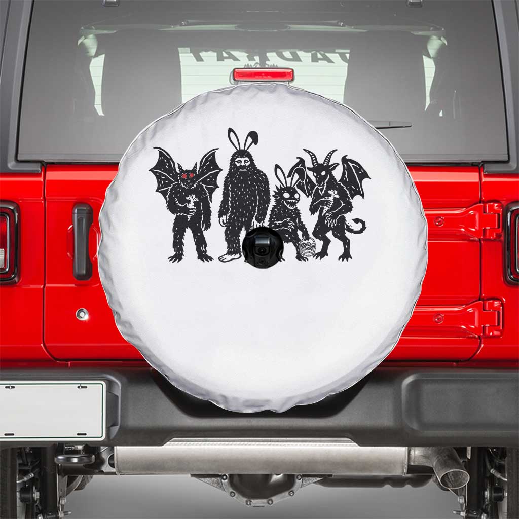 Funny Easter Cryptid Squad Spare Tire Cover Bigfoot Mothman Jersey Devil Chupacabra Gift TS12 White Print Your Wear