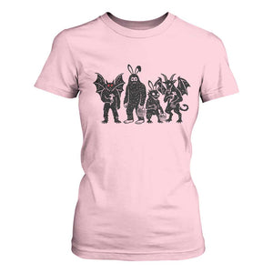 Funny Easter Cryptid Squad T Shirt For Women Bigfoot Mothman Jersey Devil Chupacabra Gift TS12 Light Pink Print Your Wear