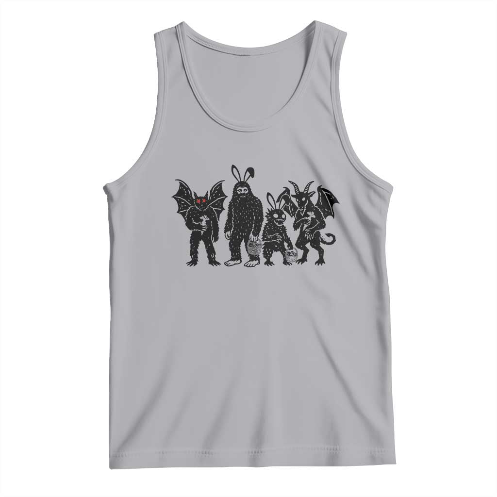 Funny Easter Cryptid Squad Tank Top Bigfoot Mothman Jersey Devil Chupacabra Gift TS12 Athletic Heather Print Your Wear