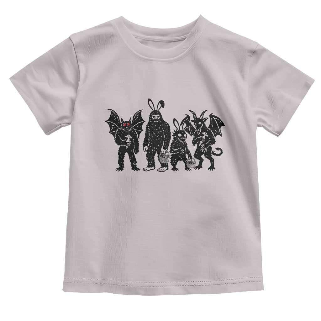 Funny Easter Cryptid Squad Toddler T Shirt Bigfoot Mothman Jersey Devil Chupacabra Gift TS12 Ice Gray Print Your Wear