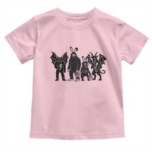 Funny Easter Cryptid Squad Toddler T Shirt Bigfoot Mothman Jersey Devil Chupacabra Gift TS12 Light Pink Print Your Wear