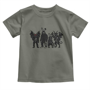 Funny Easter Cryptid Squad Toddler T Shirt Bigfoot Mothman Jersey Devil Chupacabra Gift TS12 Military Green Print Your Wear