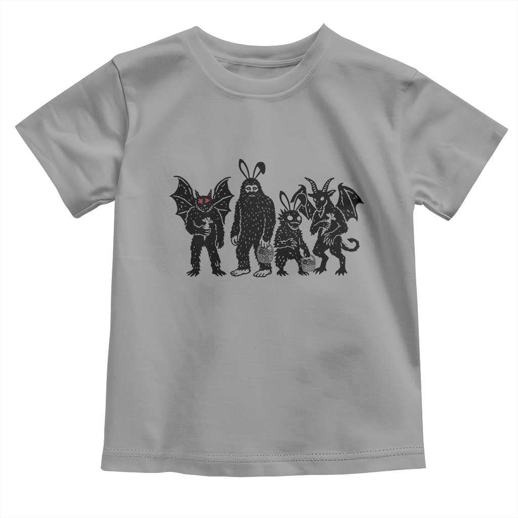 Funny Easter Cryptid Squad Toddler T Shirt Bigfoot Mothman Jersey Devil Chupacabra Gift TS12 Sport Gray Print Your Wear