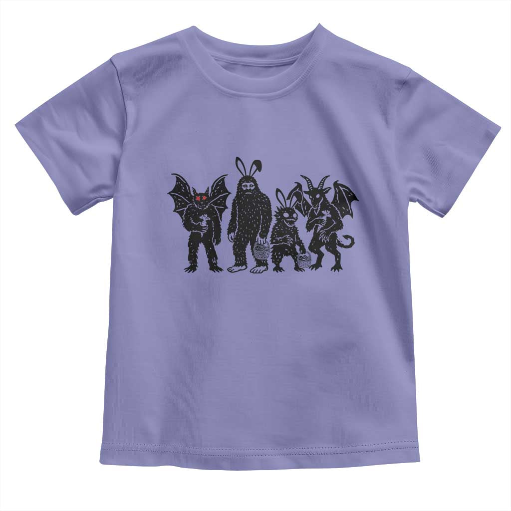 Funny Easter Cryptid Squad Toddler T Shirt Bigfoot Mothman Jersey Devil Chupacabra Gift TS12 Violet Print Your Wear