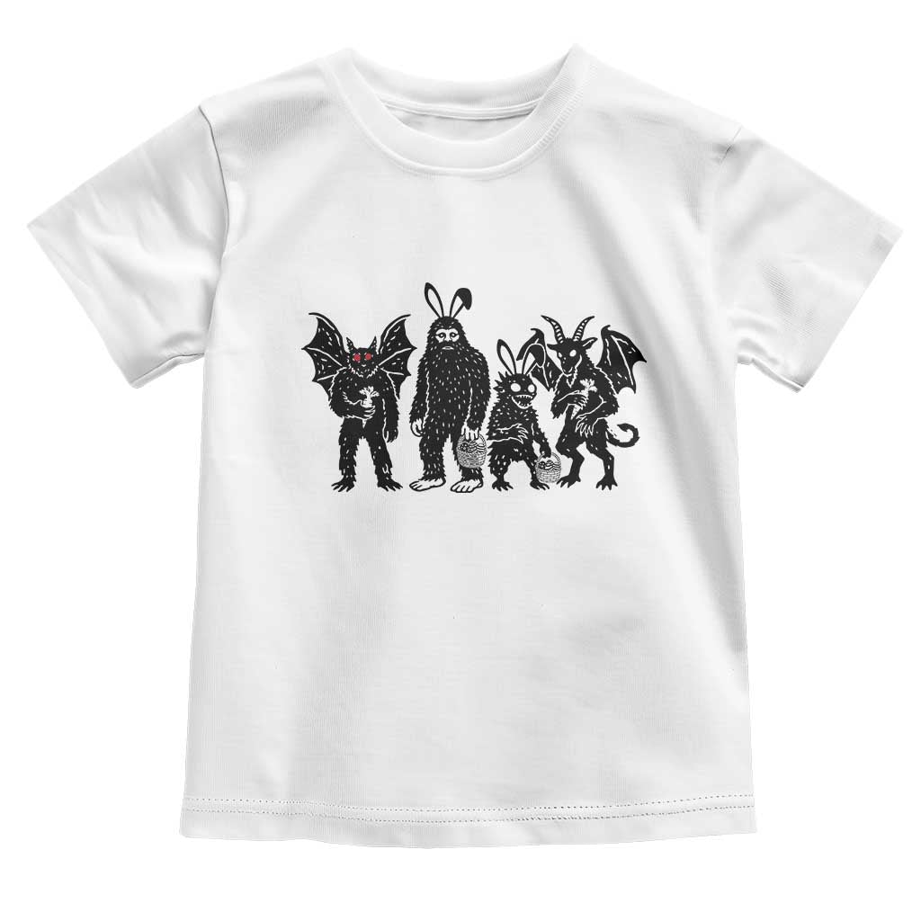 Funny Easter Cryptid Squad Toddler T Shirt Bigfoot Mothman Jersey Devil Chupacabra Gift TS12 White Print Your Wear