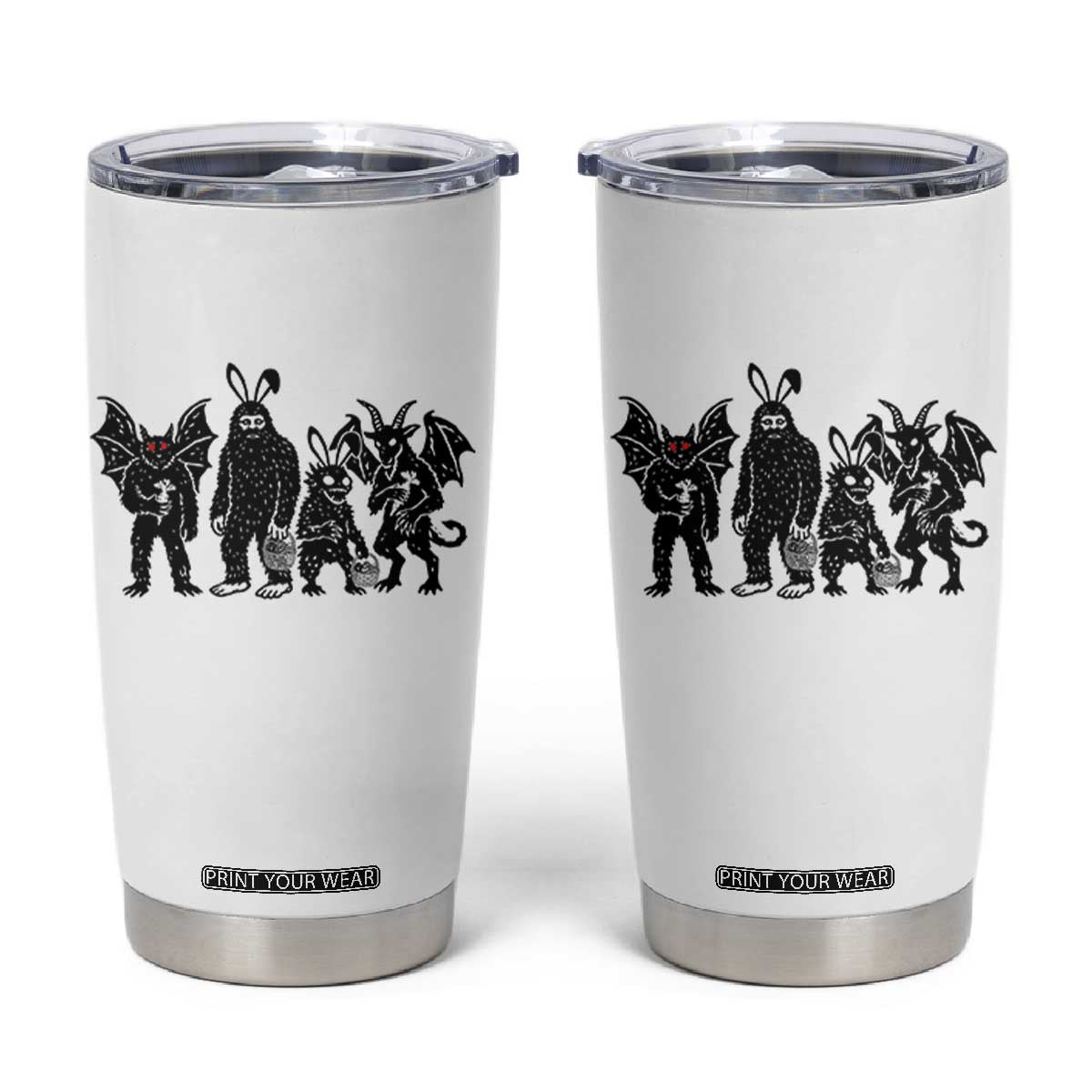 Funny Easter Cryptid Squad Tumbler Cup Bigfoot Mothman Jersey Devil Chupacabra Gift TS12 White Print Your Wear
