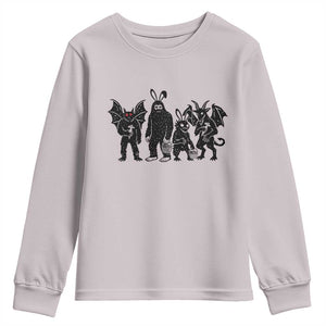 Funny Easter Cryptid Squad Youth Sweatshirt Bigfoot Mothman Jersey Devil Chupacabra Gift TS12 Ice Gray Print Your Wear
