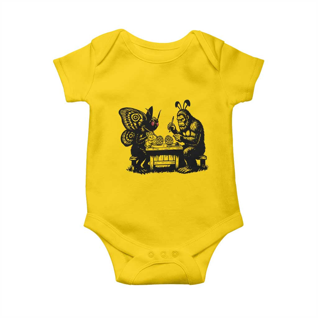 Funny Bigfoot And Mothman Egg Painting Baby Onesie Cryptid Easter Gift TS12 Daisy Print Your Wear