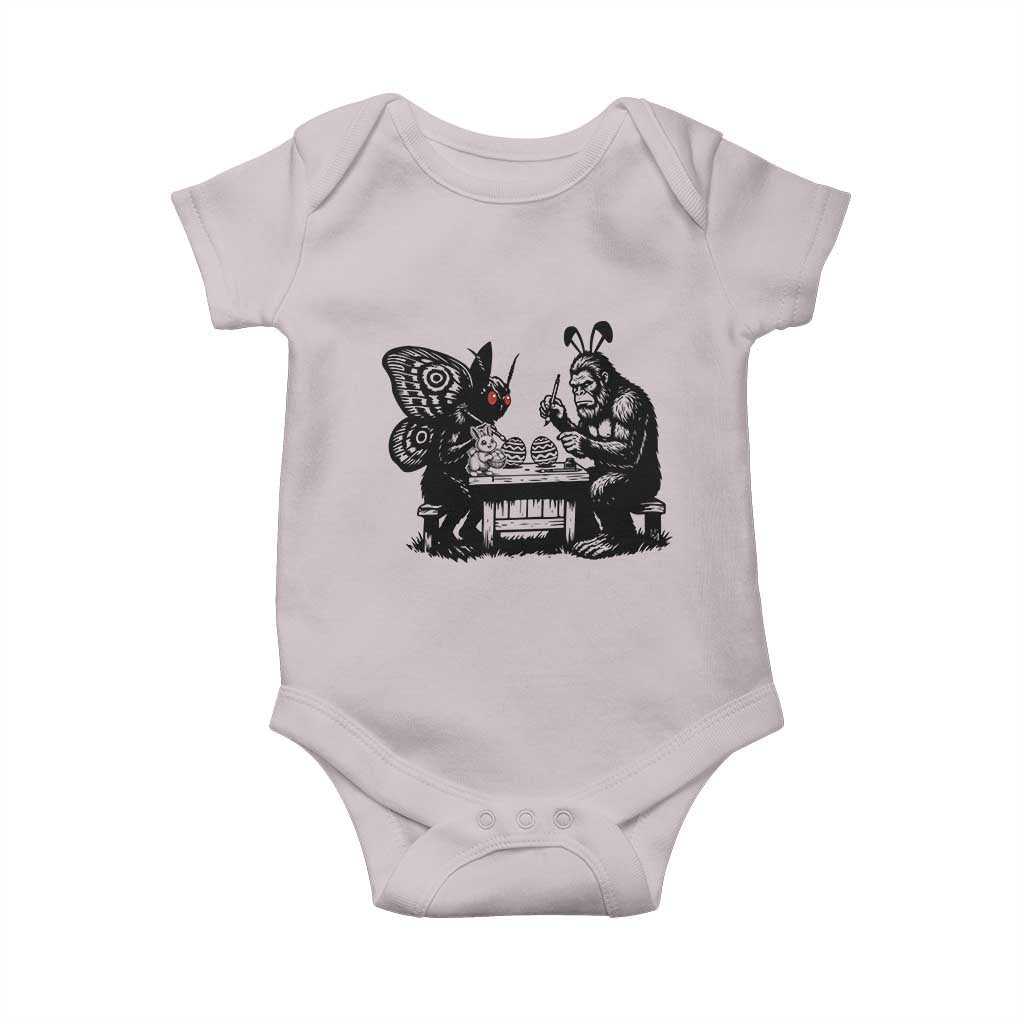 Funny Bigfoot And Mothman Egg Painting Baby Onesie Cryptid Easter Gift TS12 Ice Gray Print Your Wear