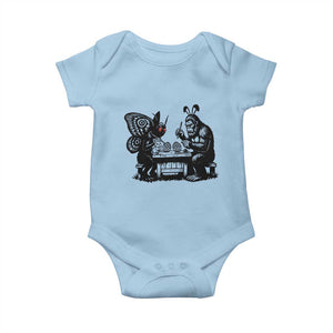 Funny Bigfoot And Mothman Egg Painting Baby Onesie Cryptid Easter Gift TS12 Light Blue Print Your Wear