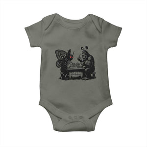 Funny Bigfoot And Mothman Egg Painting Baby Onesie Cryptid Easter Gift TS12 Military Green Print Your Wear
