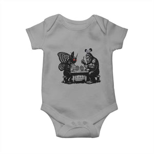 Funny Bigfoot And Mothman Egg Painting Baby Onesie Cryptid Easter Gift TS12 Sport Gray Print Your Wear