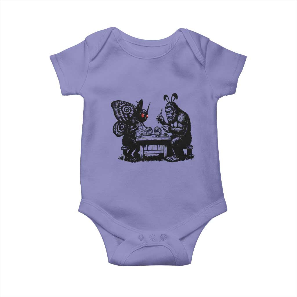 Funny Bigfoot And Mothman Egg Painting Baby Onesie Cryptid Easter Gift TS12 Violet Print Your Wear