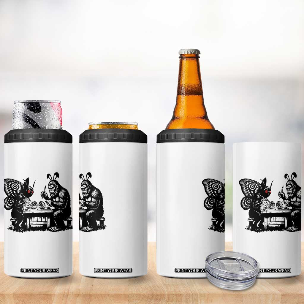 Funny Bigfoot And Mothman Egg Painting 4 in 1 Can Cooler Tumbler Cryptid Easter Gift TS12 Print Your Wear
