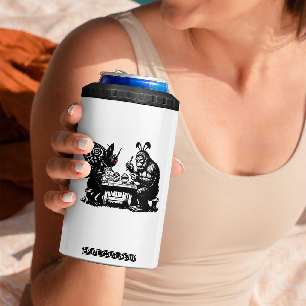 Funny Bigfoot And Mothman Egg Painting 4 in 1 Can Cooler Tumbler Cryptid Easter Gift TS12 Print Your Wear