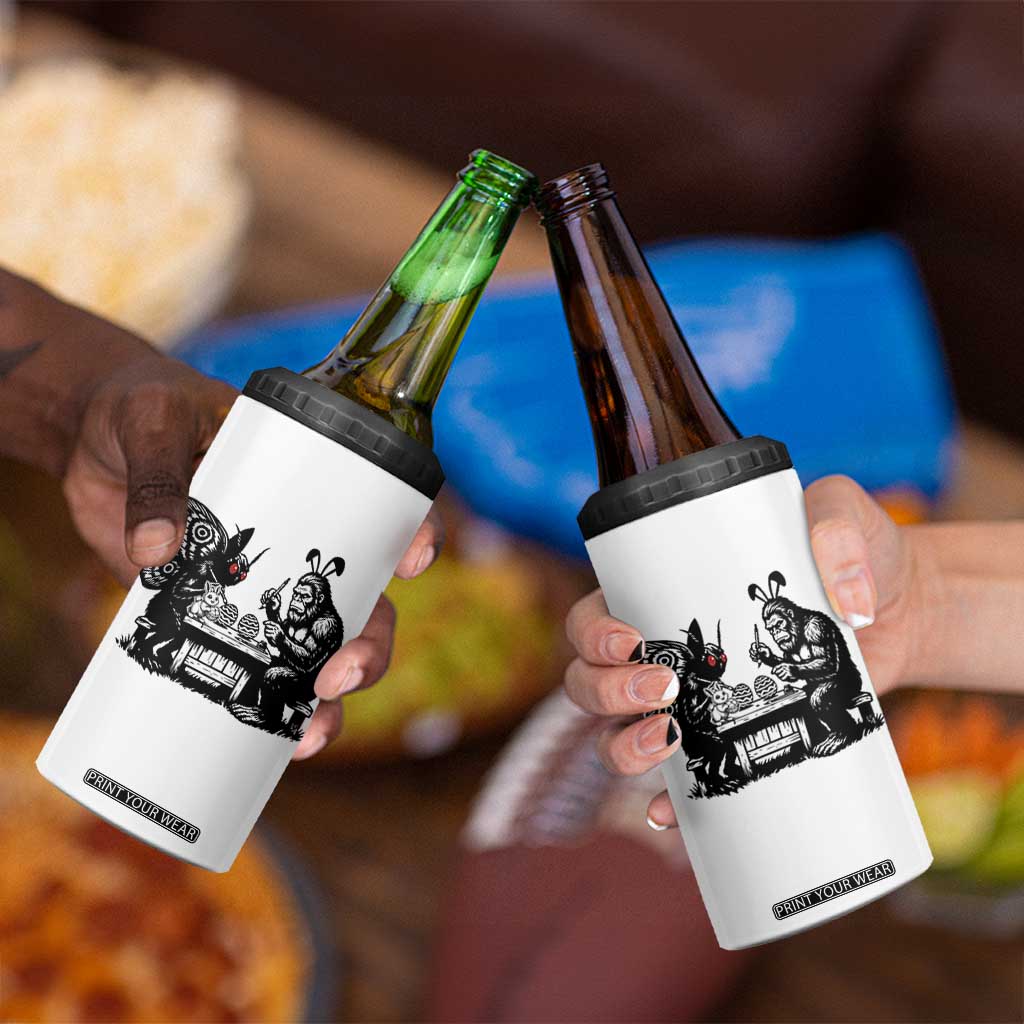 Funny Bigfoot And Mothman Egg Painting 4 in 1 Can Cooler Tumbler Cryptid Easter Gift TS12 Print Your Wear