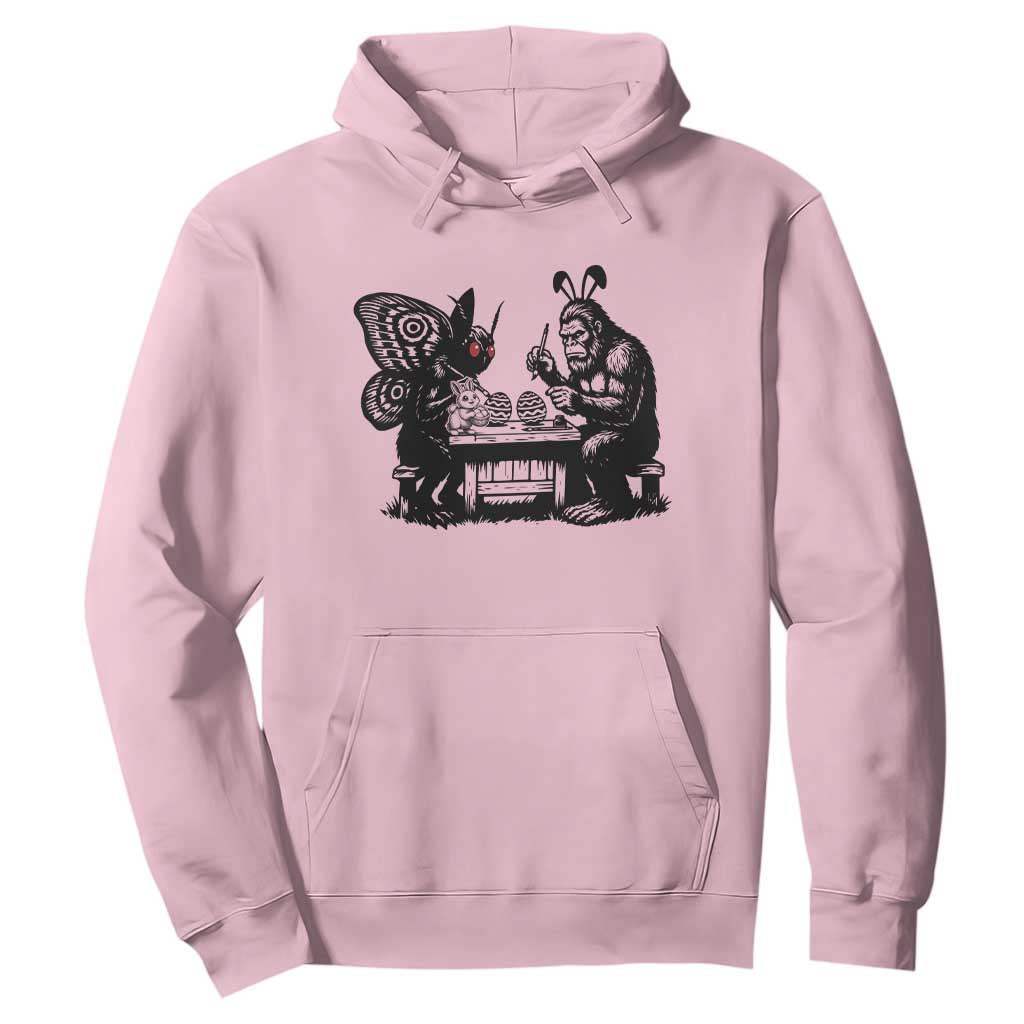 Funny Bigfoot And Mothman Egg Painting Hoodie Cryptid Easter Gift TS12 Light Pink Print Your Wear