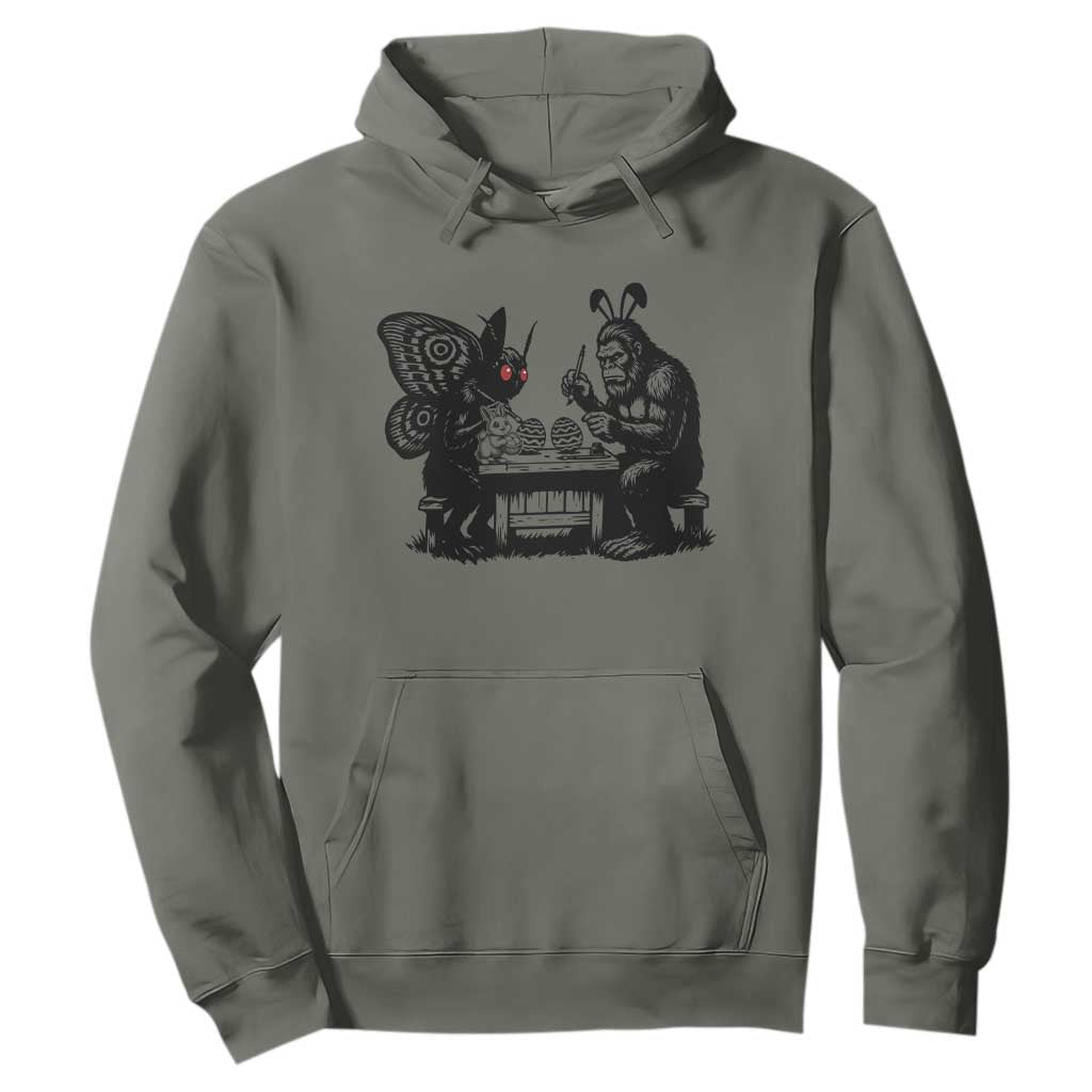 Funny Bigfoot And Mothman Egg Painting Hoodie Cryptid Easter Gift TS12 Military Green Print Your Wear