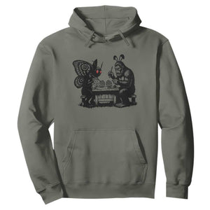 Funny Bigfoot And Mothman Egg Painting Hoodie Cryptid Easter Gift TS12 Military Green Print Your Wear