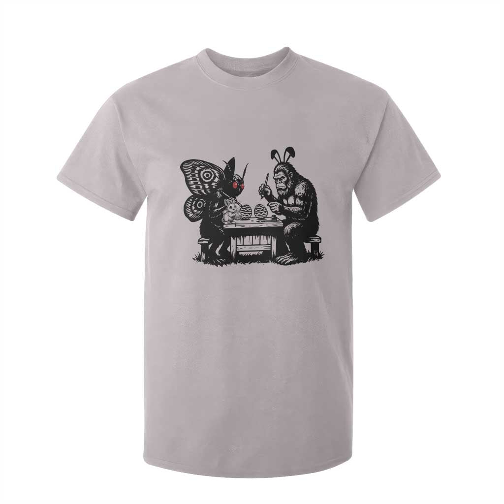Funny Bigfoot And Mothman Egg Painting T Shirt For Kid Cryptid Easter Gift TS12 Ice Gray Print Your Wear