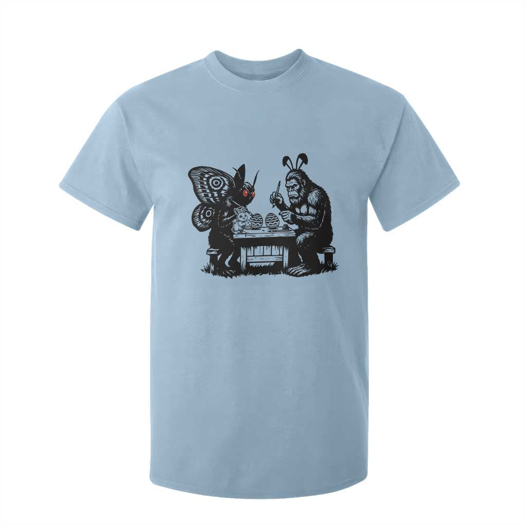 Funny Bigfoot And Mothman Egg Painting T Shirt For Kid Cryptid Easter Gift TS12 Light Blue Print Your Wear