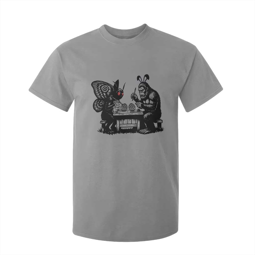 Funny Bigfoot And Mothman Egg Painting T Shirt For Kid Cryptid Easter Gift TS12 Sport Gray Print Your Wear
