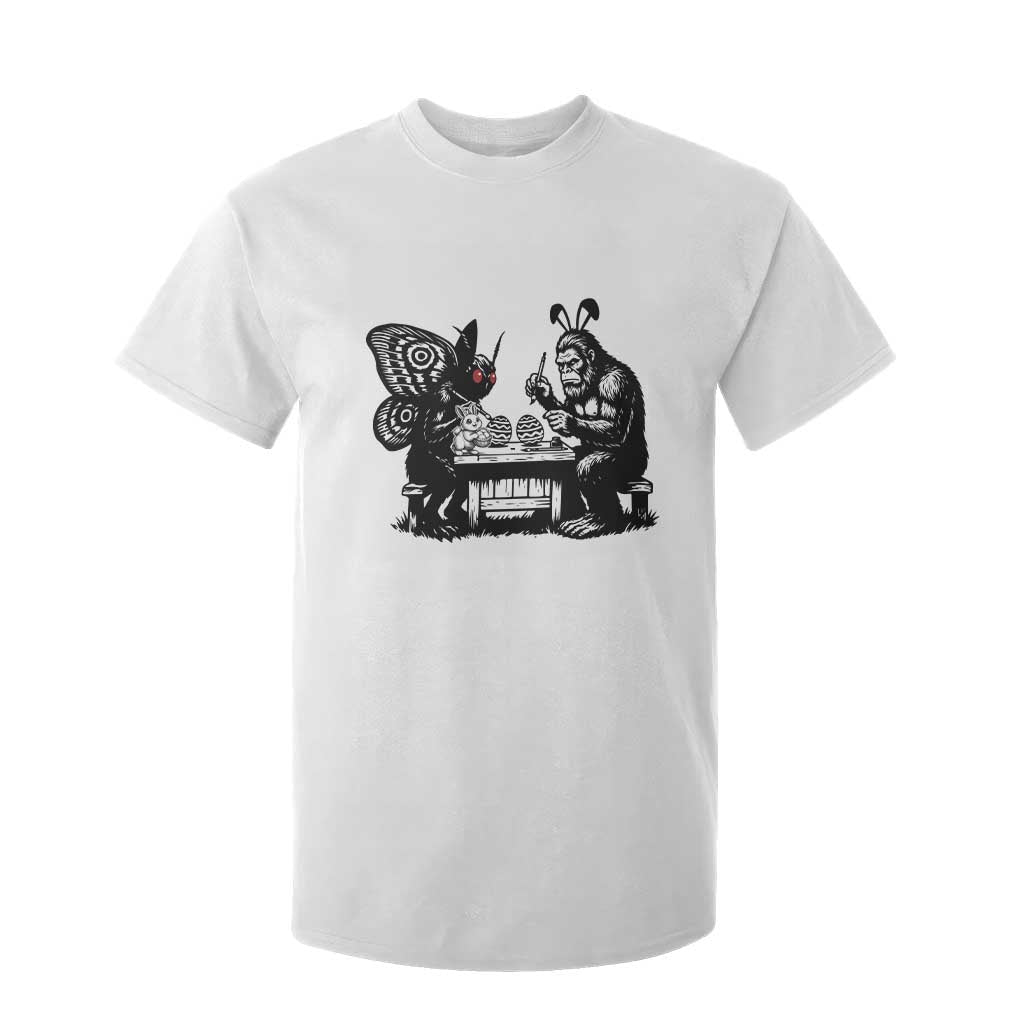 Funny Bigfoot And Mothman Egg Painting T Shirt For Kid Cryptid Easter Gift TS12 White Print Your Wear