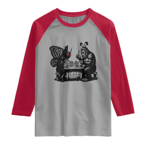 Funny Bigfoot And Mothman Egg Painting Raglan Shirt Cryptid Easter Gift TS12 Sport Gray Red Print Your Wear