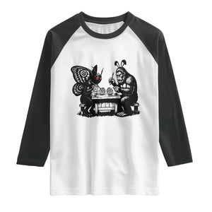Funny Bigfoot And Mothman Egg Painting Raglan Shirt Cryptid Easter Gift TS12 White Black Print Your Wear