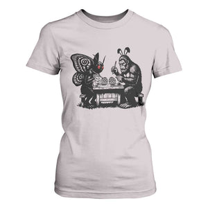 Funny Bigfoot And Mothman Egg Painting T Shirt For Women Cryptid Easter Gift TS12 Ice Gray Print Your Wear