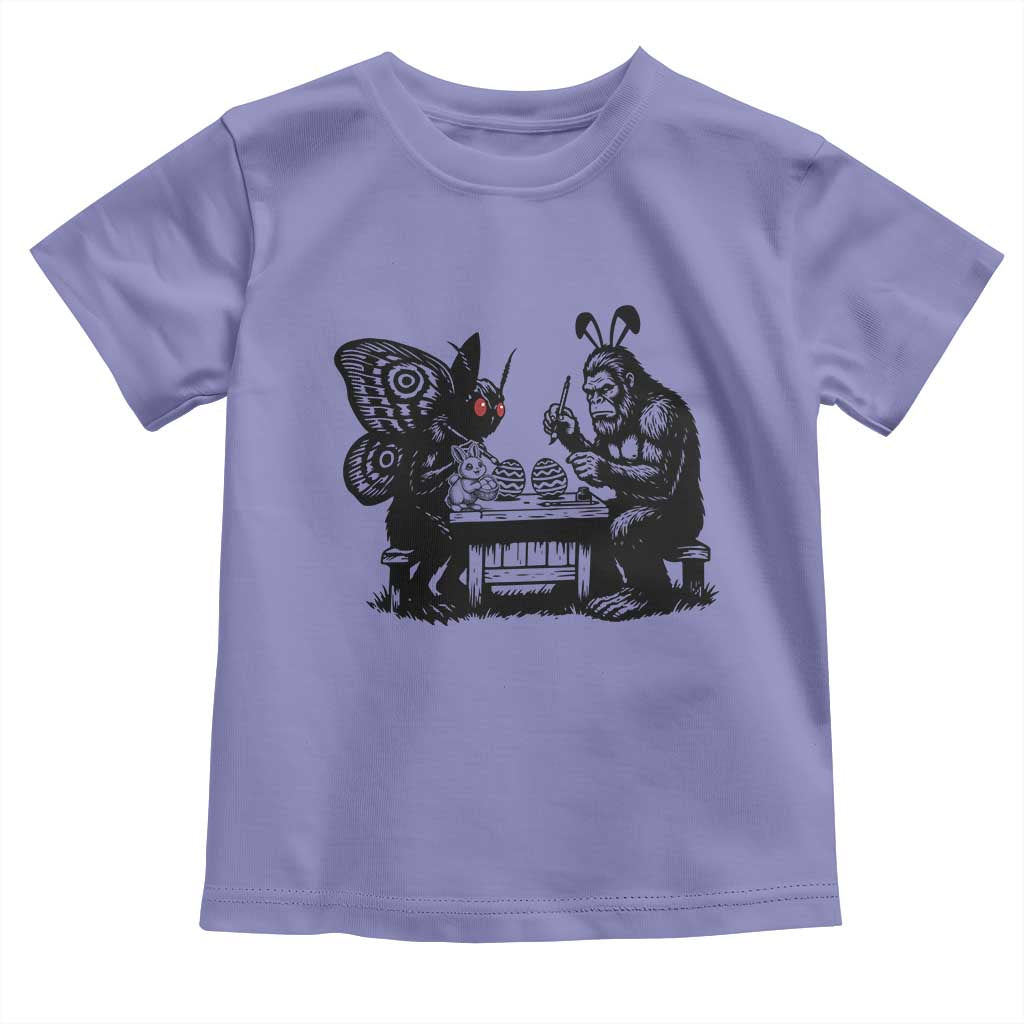 Funny Bigfoot And Mothman Egg Painting Toddler T Shirt Cryptid Easter Gift TS12 Violet Print Your Wear