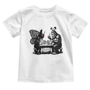 Funny Bigfoot And Mothman Egg Painting Toddler T Shirt Cryptid Easter Gift TS12 White Print Your Wear