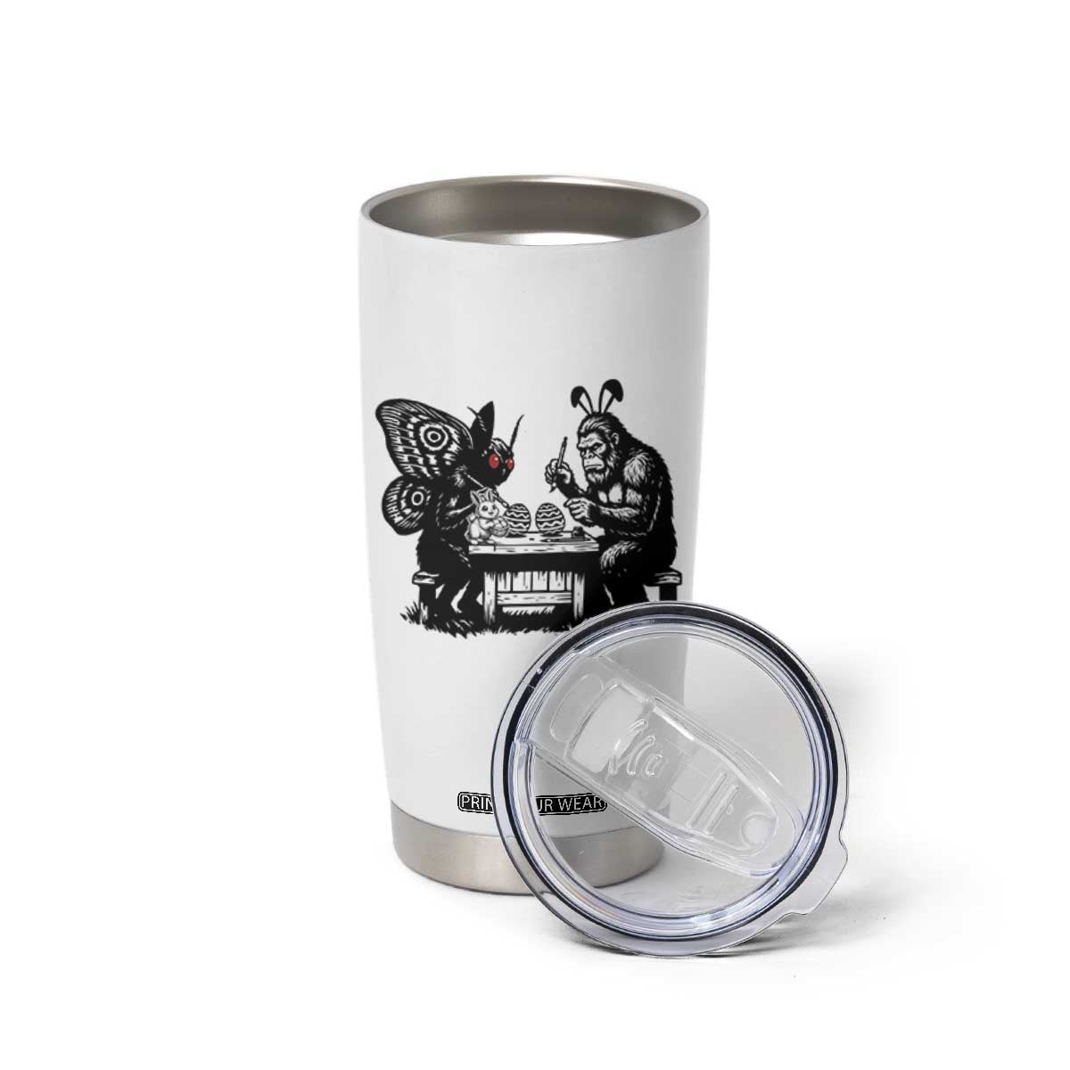 Funny Bigfoot And Mothman Egg Painting Tumbler Cup Cryptid Easter Gift TS12 Print Your Wear