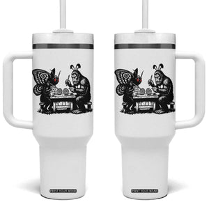 Funny Bigfoot And Mothman Egg Painting Tumbler With Handle Cryptid Easter Gift TS12 One Size: 40 oz White Print Your Wear