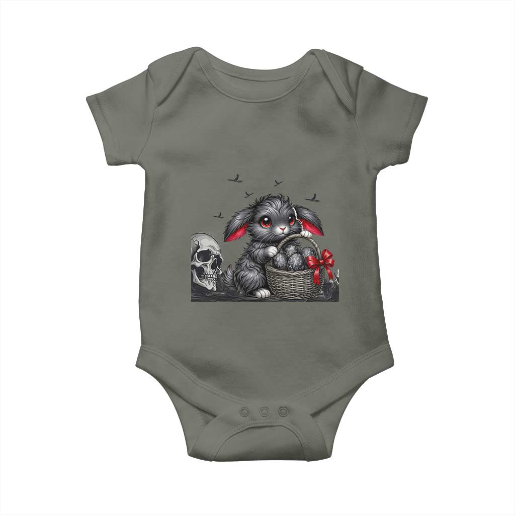 Gothic Easter Bunny Baby Onesie Dark Aesthetic Rabbit Gift TS12 Military Green Print Your Wear
