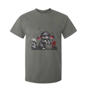 Gothic Easter Bunny T Shirt For Kid Dark Aesthetic Rabbit Gift TS12 Military Green Print Your Wear